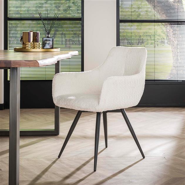 Eetkamerstoelen Luciano bouclé set van 2