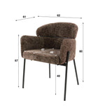 Chaise de salle à manger Lola Bouclé en tissu Taupe avec dossier rond et bras 