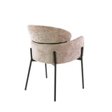 Eetkamerstoel Lola Bouclé stof Zandkleur met ronde rug en arm