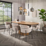 Eetkamerstoel Lola Bouclé stof Zandkleur met ronde rug en arm