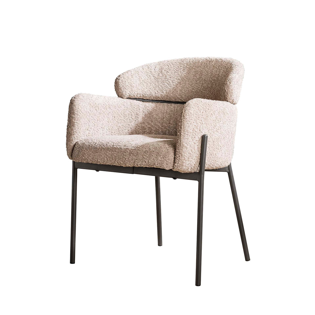 Eetkamerstoel Bouclé Beige - Japandi - ronde vormen - Lola