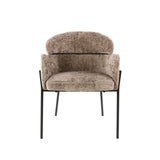 Eetkamerstoel Lola stof Champagne met ronde rug en arm