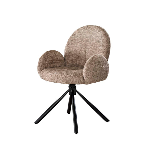 Set van 2 draaibare eetkamerstoelen Lise bouclé beige