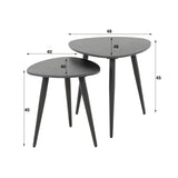 Set de 2 tables d'appoint Sophie triangulaires en céramique noire