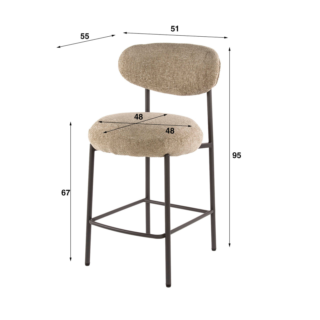 Chaise de bar Round Duo Cargo tissu sable - lot de 2 