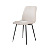 Set van 4 eetkamerstoelen Koda ribstof crème