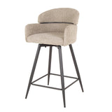 Set van 2 barkrukken Sienna Bouclé zand ronde rug draaibaar