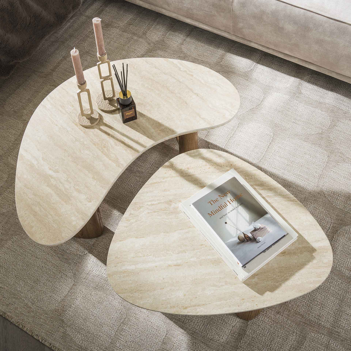 Salontafel set van 2 Jimi travertin beige