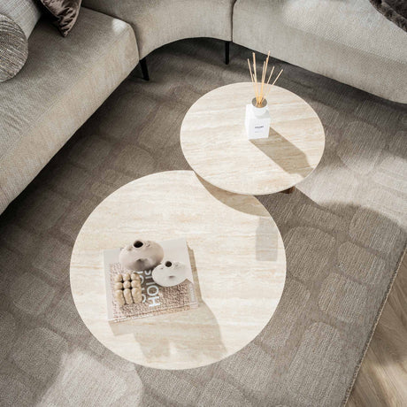 Salontafelset Trias Rond Keramiek Travertin (2-delig)