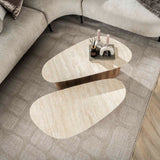 Salontafelset Trias Set van 2, Driehoekig, Travertin Look