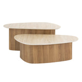 Salontafelset Trias Set van 2, Driehoekig, Travertin Look