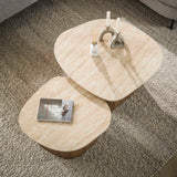 Salontafel set van 2 Rio Kiezelvormig Keramiek Hout