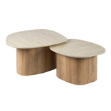 Salontafel set van 2 Rio Kiezelvormig Keramiek Hout