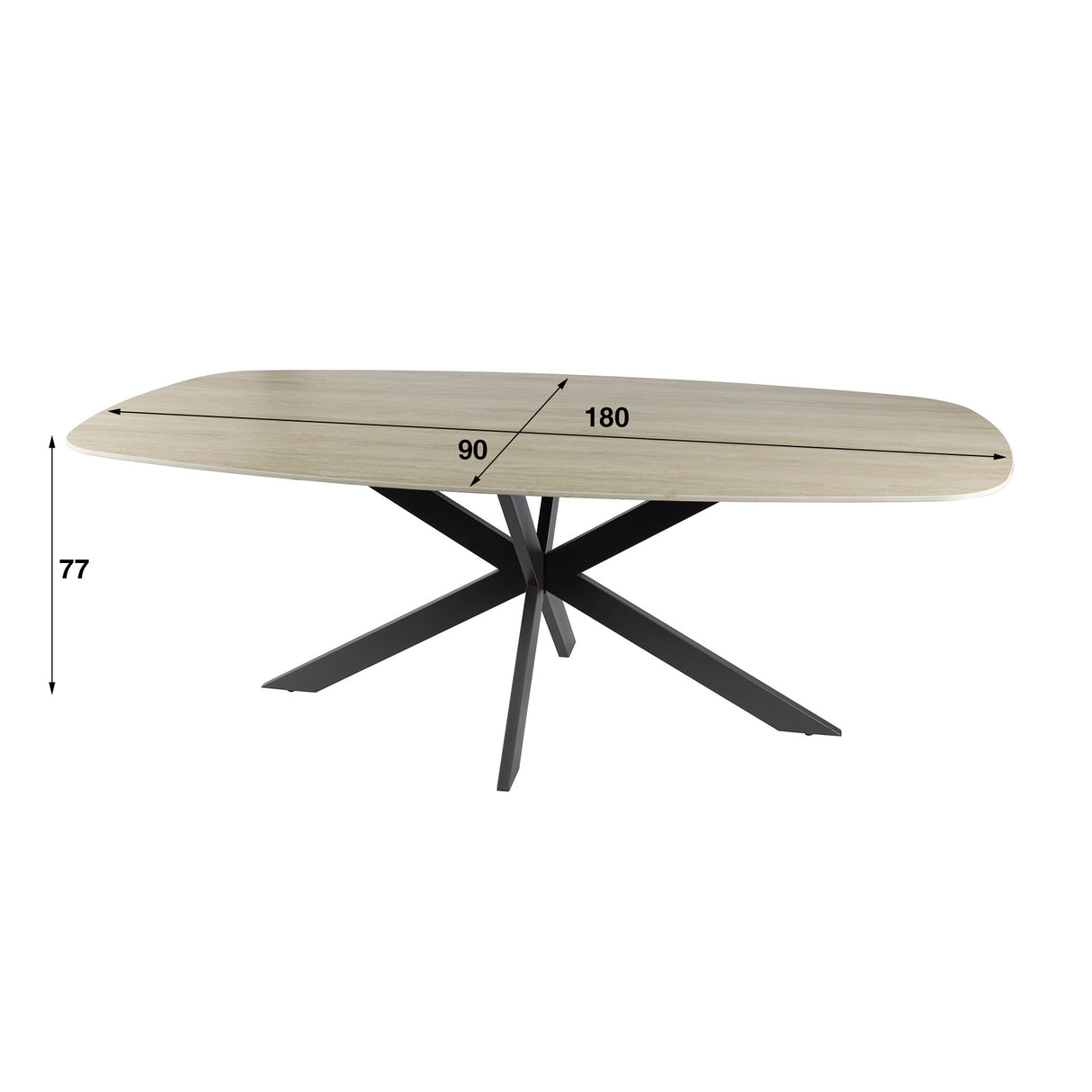 Valente Ovaal Eettafel 180 cm Travertine Keramiek