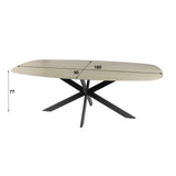 Valente Ovaal Eettafel 180 cm Travertine Keramiek