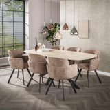 Valente Ovaal 215 Travertine 3D Keramiek Eettafel