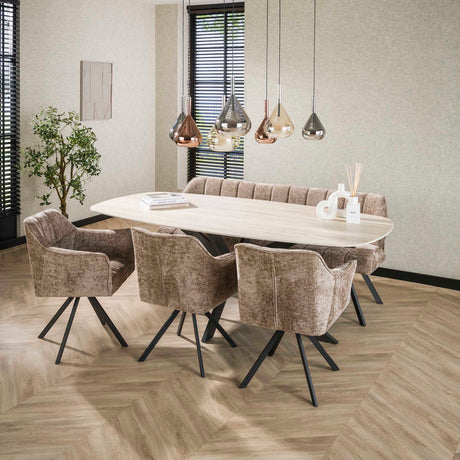 Valente Ovale 215 Travertin 3D Céramique Table à manger 