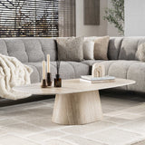 Deens Ovaal Salontafel Jimi 135x70 cm Keramiek Travertine