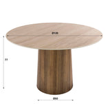 Ronde eettafel Jimi Ø120 cm beige travertin keramiek