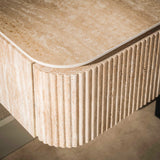 Table de chevet flottante avec 1 tiroir Jimi en céramique beige travertin