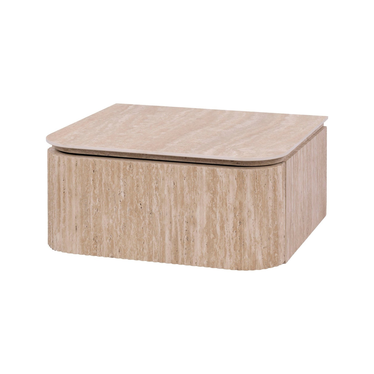 Table de chevet flottante avec 1 tiroir Jimi en céramique beige travertin