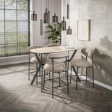 Rivoli Table de Bar Danoise Ovale 140 cm Céramique Travertin 