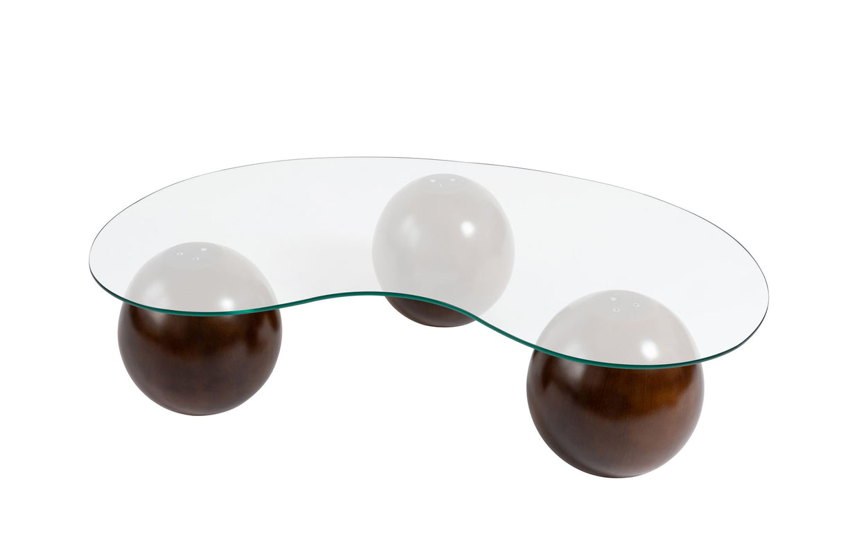 Salontafel Sphere Walnoot Transparant 120x70 cm Walnut Transparent Tempered glass