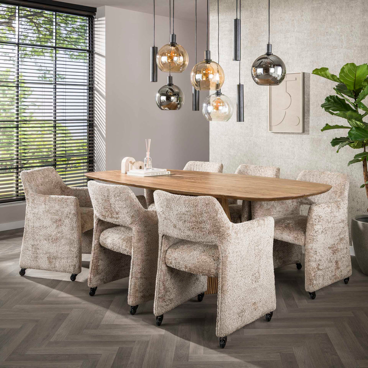 Ensemble de 2 chaises de salle à manger Siena Alura sable avec roulettes 