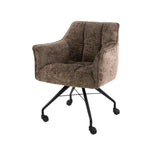 Set van 2 Eetkamerstoelen Tova Stof Taupe Met Wieltjes