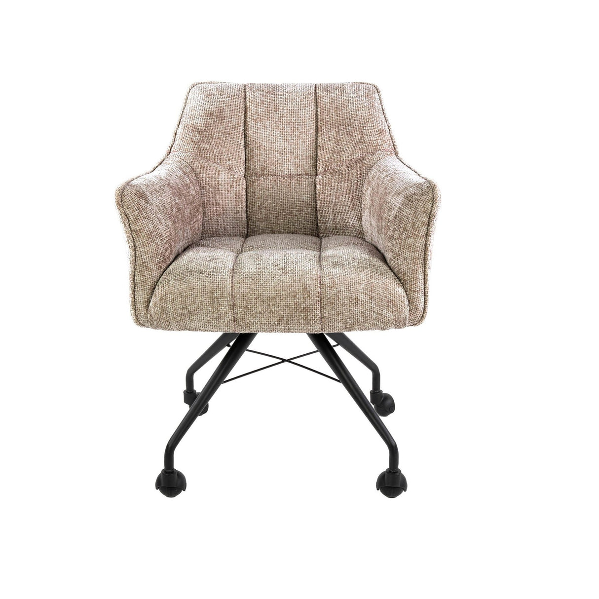 Set van 2 Eetkamerstoelen Tova Stof Hoven Rich Zand Met Wieltjes