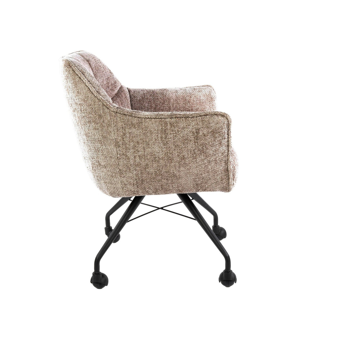 Set van 2 Eetkamerstoelen Tova Stof Hoven Rich Zand Met Wieltjes