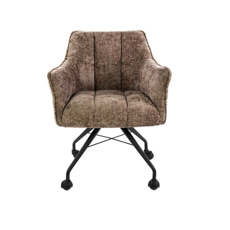 Set van 2 Eetkamerstoelen Tova Stof Hoven Rich Champagne Met Wieltjes