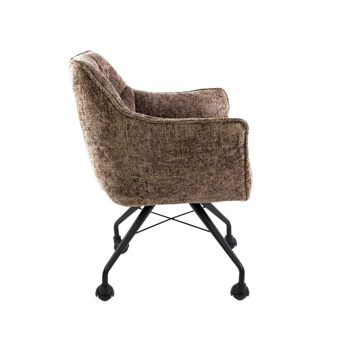 Set van 2 Eetkamerstoelen Tova Stof Hoven Rich Champagne Met Wieltjes