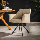 Set van 2 Eetkamerstoelen Lino Bouclé Zand draaibaar Raster