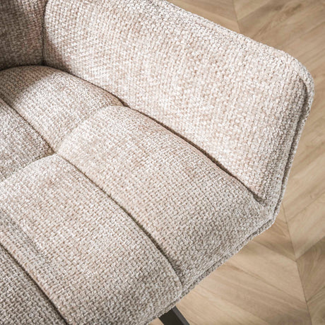 Chaise de salle à manger Lino en velours chenille couleur sable riche pivotante 