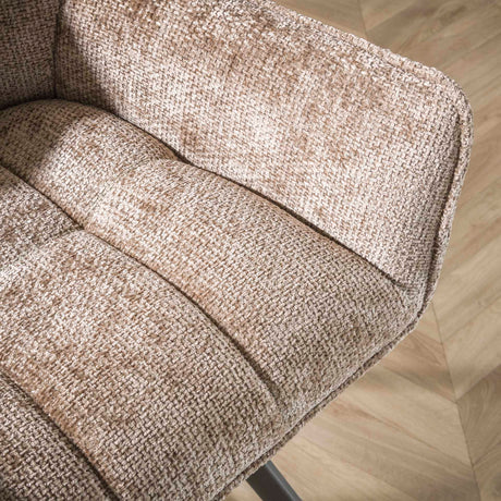 Ensemble de 2 chaises de salle à manger Lino en chenille couleur champagne riche pivotante 