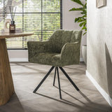 Draaibare Eetkamerstoel Lino Chenille Hoven Groen