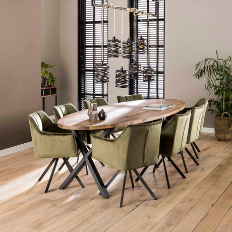 Ensemble de 2 chaises de salle à manger Lino Velvet Vert pivotantes 