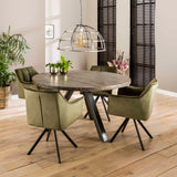 Set van 2 Eetkamerstoelen Lino Velvet Groen Draaibaar