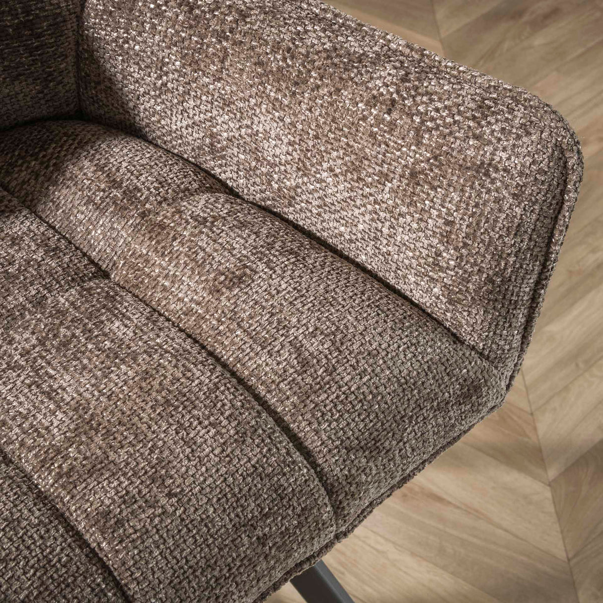 Eetkamerbank Lino Chenille Stof Rich Taupe 180 cm Geblokt