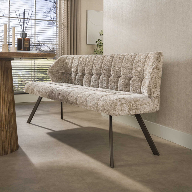 Eetkamerbank Raster bouclé zandbruin