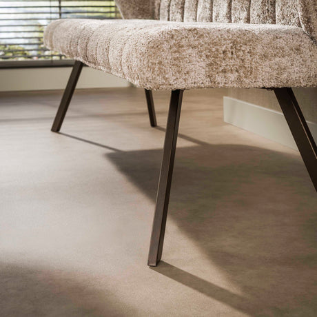 Eetkamerbank Raster bouclé zandbruin