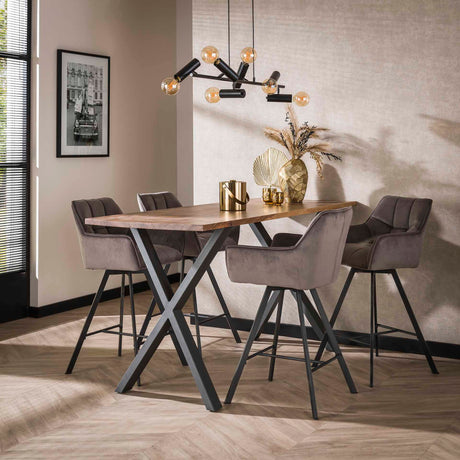 Ensemble de 2 tabourets de bar Lino Velvet Anthracite Pivotants 