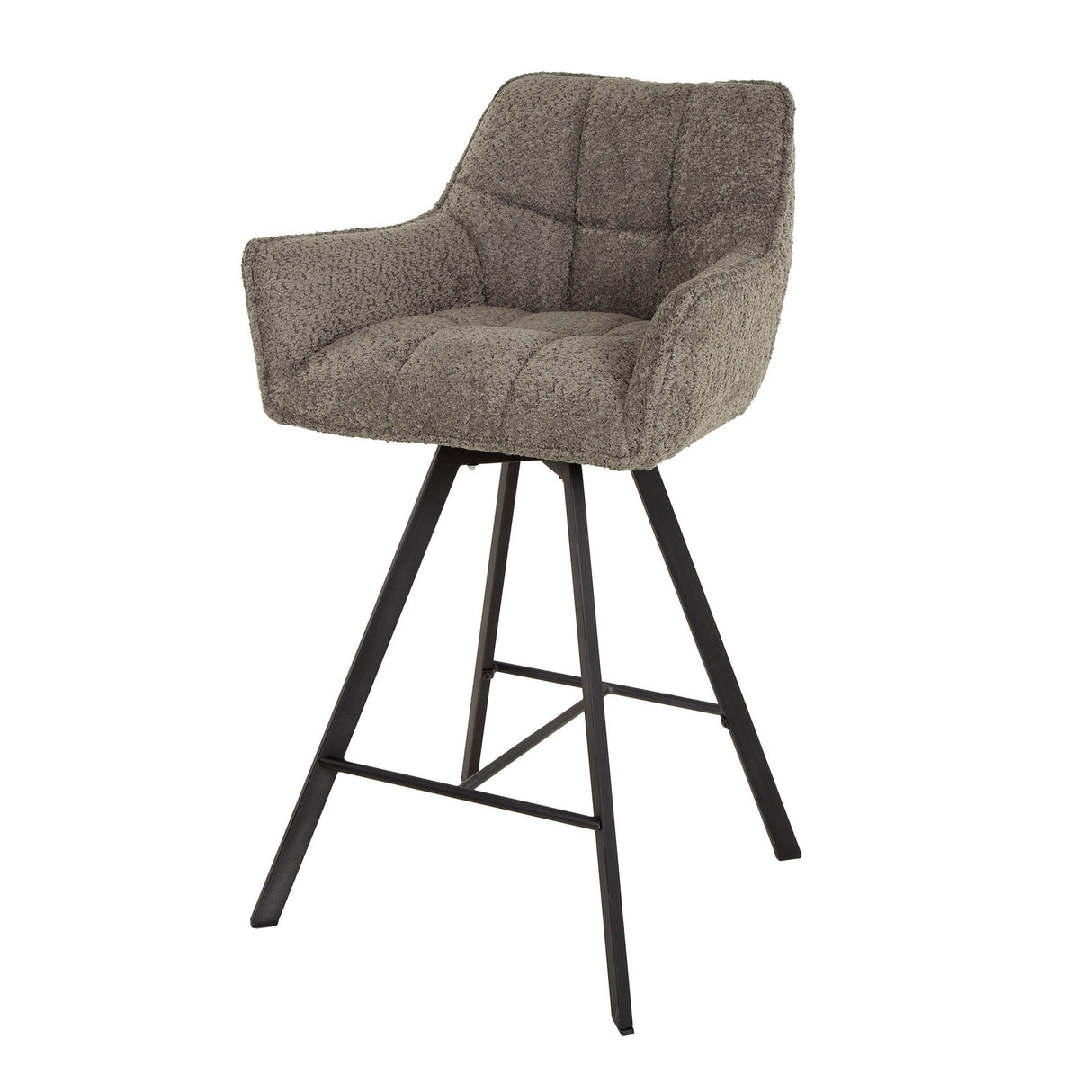 Set van 2 Draaibare Barkrukken Bouclé Suze - Zithoogte 69 cm - Met Armleuningen