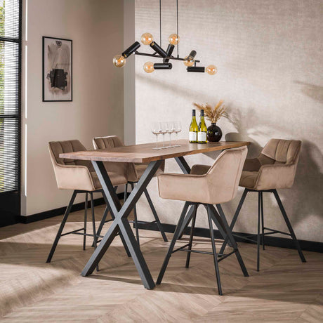 Lot de 2 tabourets de bar Lino Velvet Champagne Pivotants 
