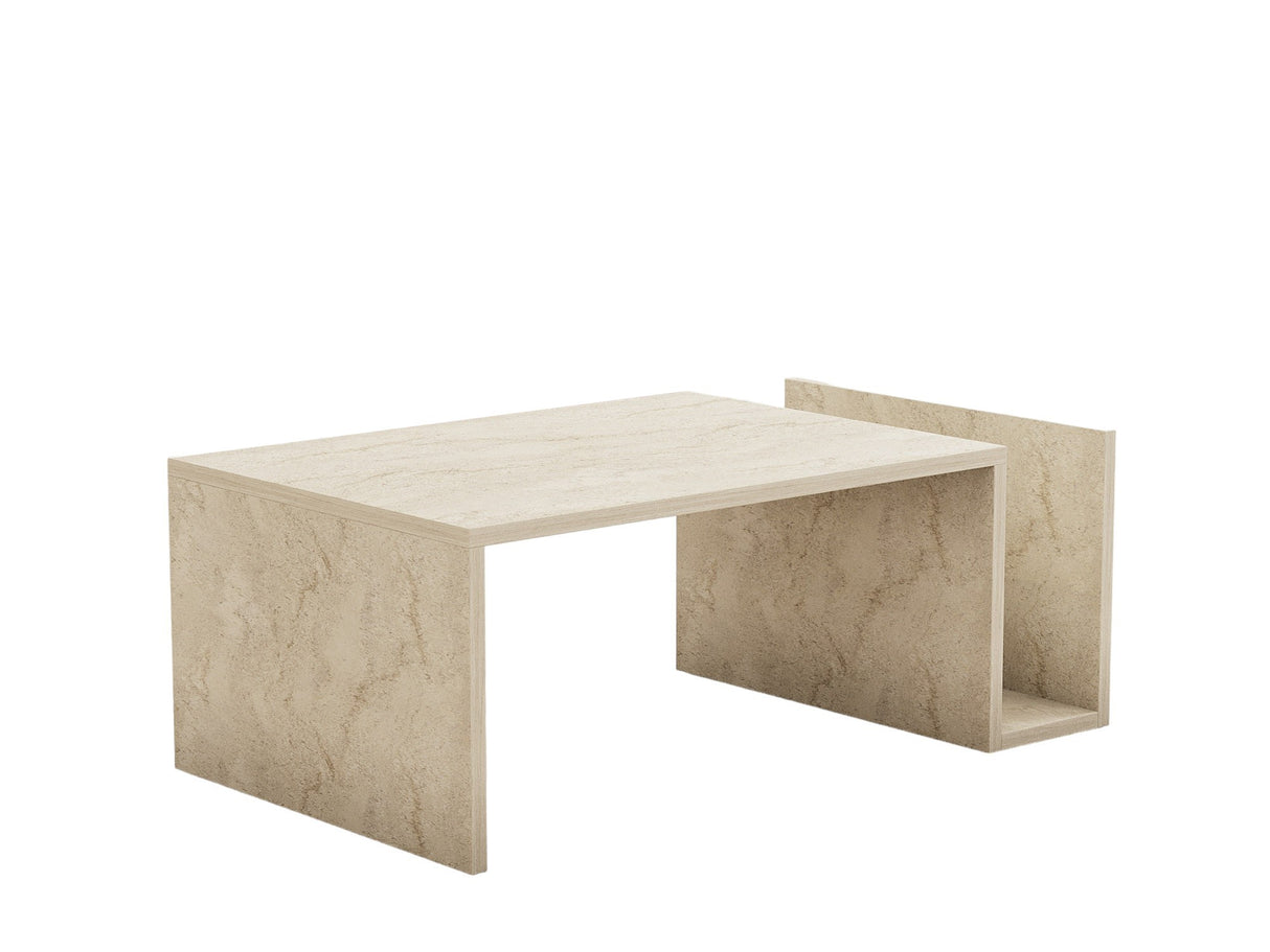 Salontafel Rechthoekig Travertijn Mebo - Met Boekenhouder - 87x50 cm