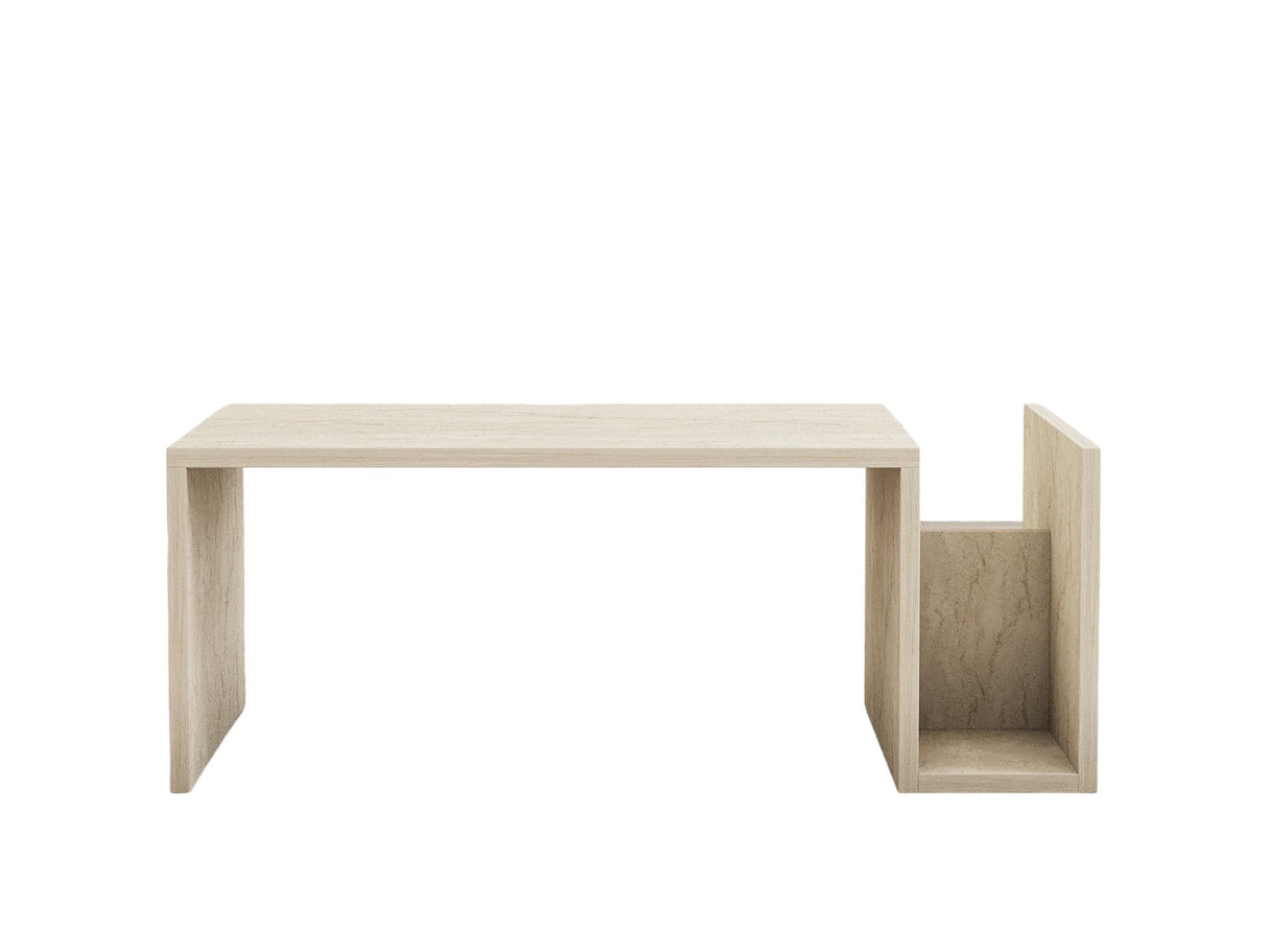 Salontafel Rechthoekig Travertijn Mebo - Met Boekenhouder - 87x50 cm