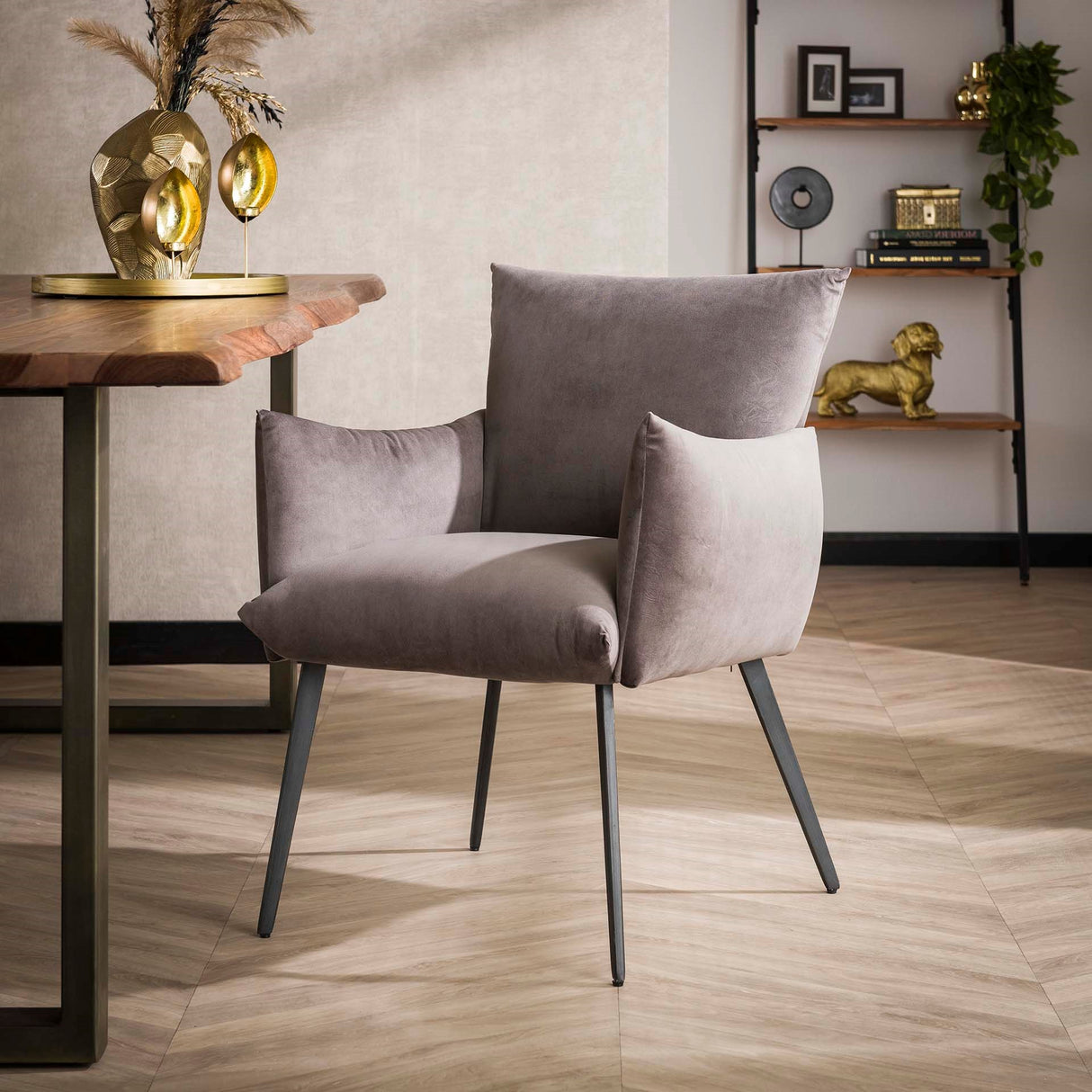 Marlow eetkamerfauteuil velours antraciet