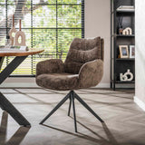 Set van 2 Eetkamerstoelen Elite Taupe Chenille Stof Rich Draaibaar