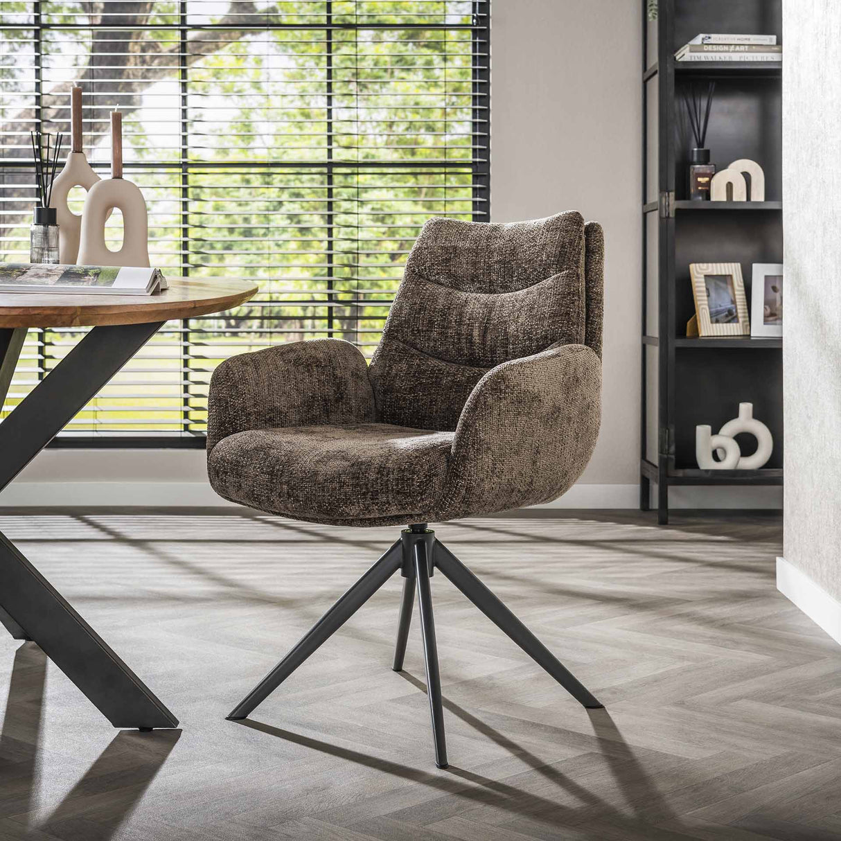 Set van 2 draaibare eetkamerstoelen Lilly taupe